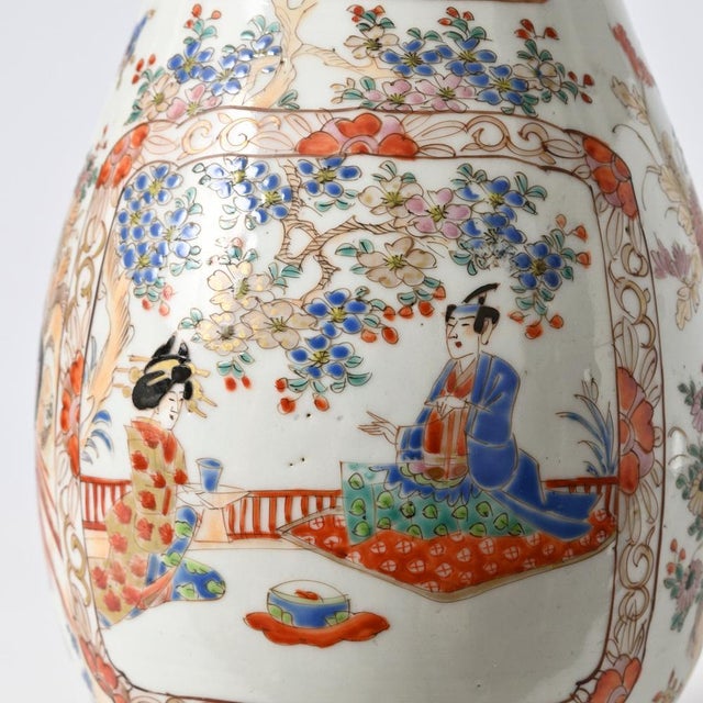 Antique Japanese Hand-Painted Porcelain Vase For Sale - Image 10 of 12