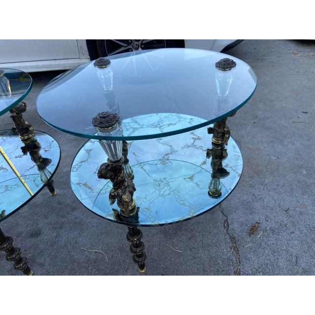 Hollywood Regency 1940s Hollywood Regency Goran of Belgium End Table Set of Two Unmarked For Sale - Image 4 of 12