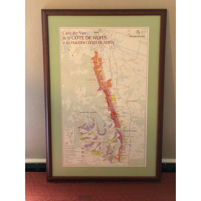 Wood Custom Framed French Burgundy Côte De Nuits Wine Map With Conservation Glass For Sale - Image 7 of 9
