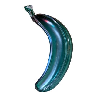 Italian Murano Art Glass Iridescent Banana Sculpture For Sale