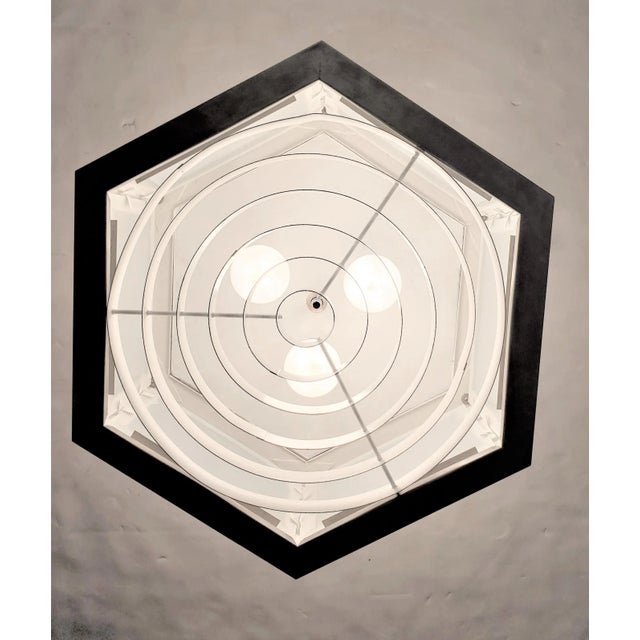 Mid-Century Industrial Flush Mount in Nickeled Brass With White Glass For Sale - Image 9 of 13