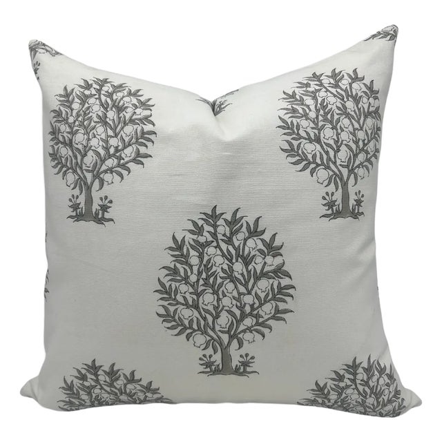 Fabdivine Handcrafted Block Print Cushion Cover 22x22 Inch Thick Cotton White-Anar For Sale