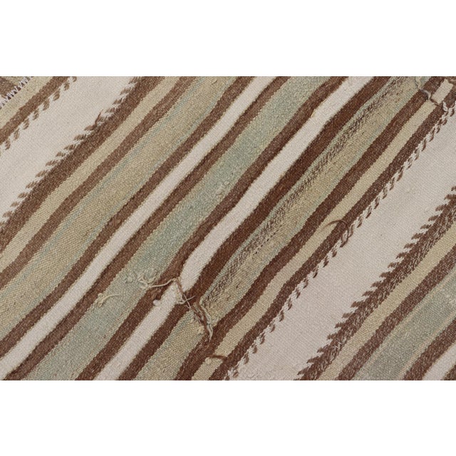 Taupe Doris Leslie Blau Vintage Striped Light Beige And Classic Taupe Hand-Knotted Rug For Sale - Image 8 of 11