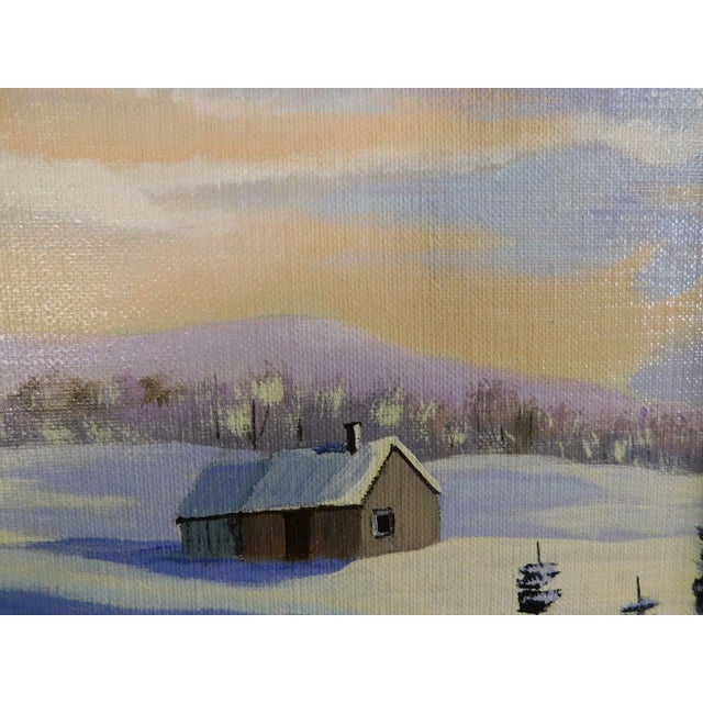 1990s M. Monette Oil Painting on Canvas Board Landscape Late Winter Afternoon Solitude For Sale - Image 5 of 13