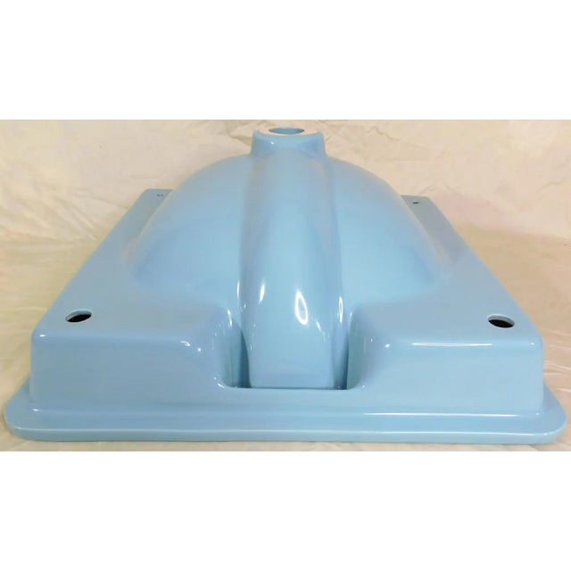 1965 Vintage Unused "Standard" Regency Blue Vitreous China Rectangle Drop-in Sink For Sale - Image 12 of 15
