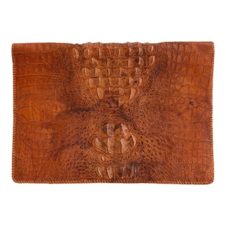 American Vegetable-Tanned Alligator Leather Portfolio – Belly Cut – Mid-Century Executive Case For Sale