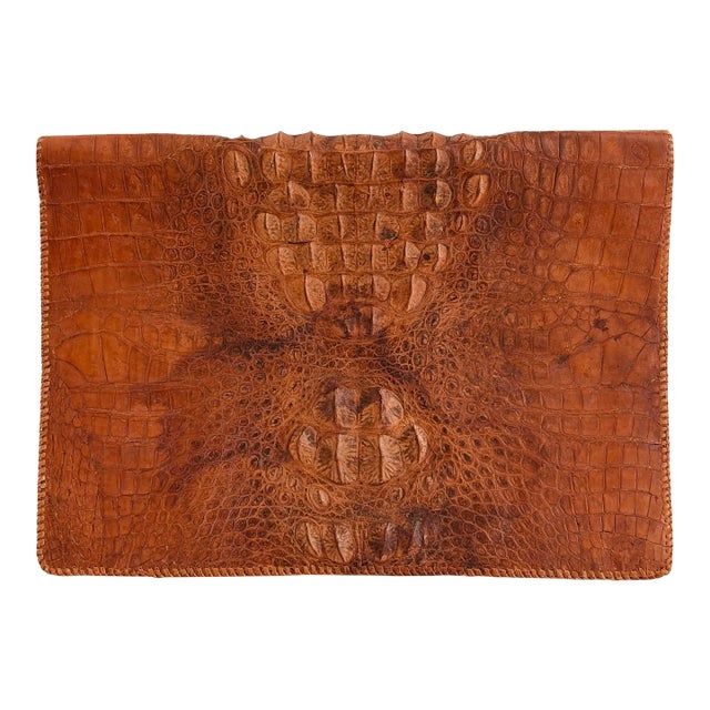 American Vegetable-Tanned Alligator Leather Portfolio – Belly Cut – Mid-Century Executive Case For Sale