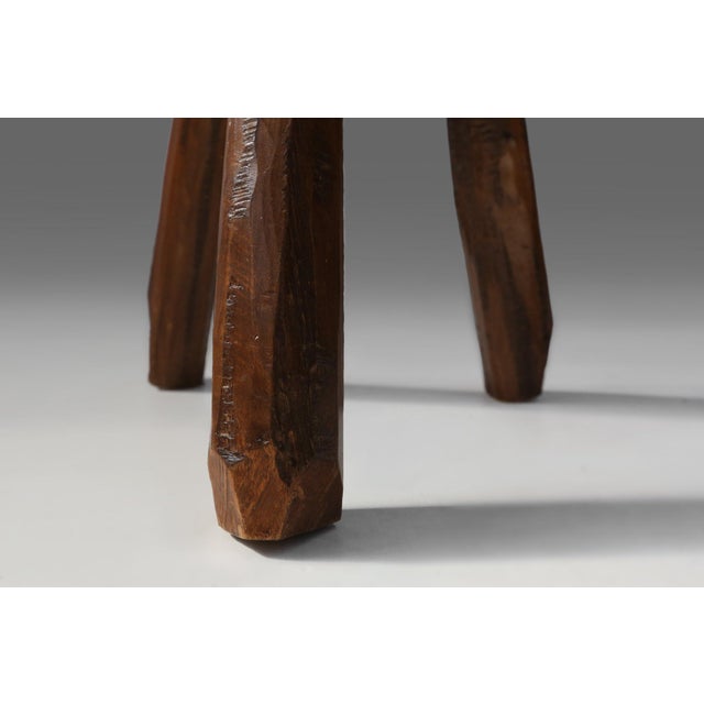 19th Century Rustic Handmade Oak Stool, France For Sale - Image 6 of 11