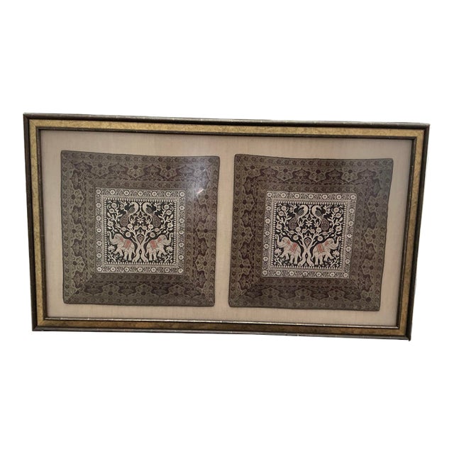 Vintage Framed Pair of Exotic Tapestries For Sale