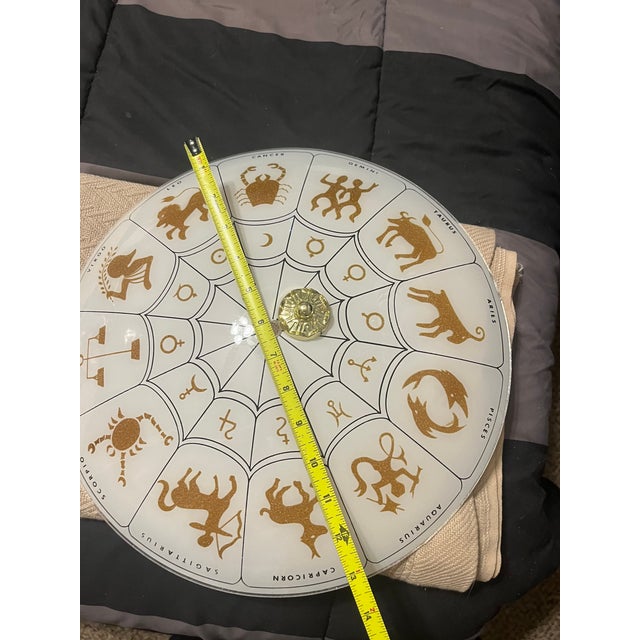 Groovy light fixture with etched zodiac characters. Has original cap to attach. Will include after market new two bulb...