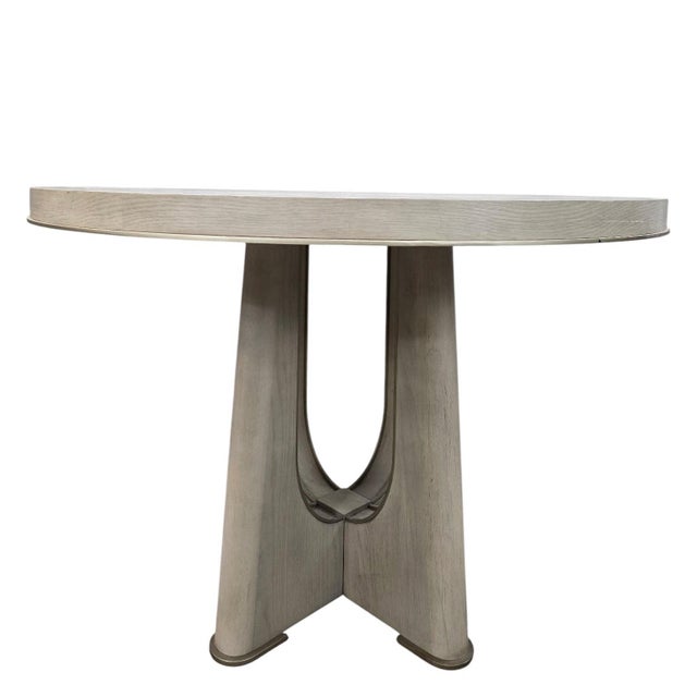 Early 21st Century Contemporary White Cerused Oak Round Accent Table by Beautiter Home For Sale - Image 5 of 8