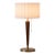 1970s Nova of California Scalloped Brass Table Lamp - Walnut, Weathered Brass, White Linen, on/Off Pull Chain For Sale