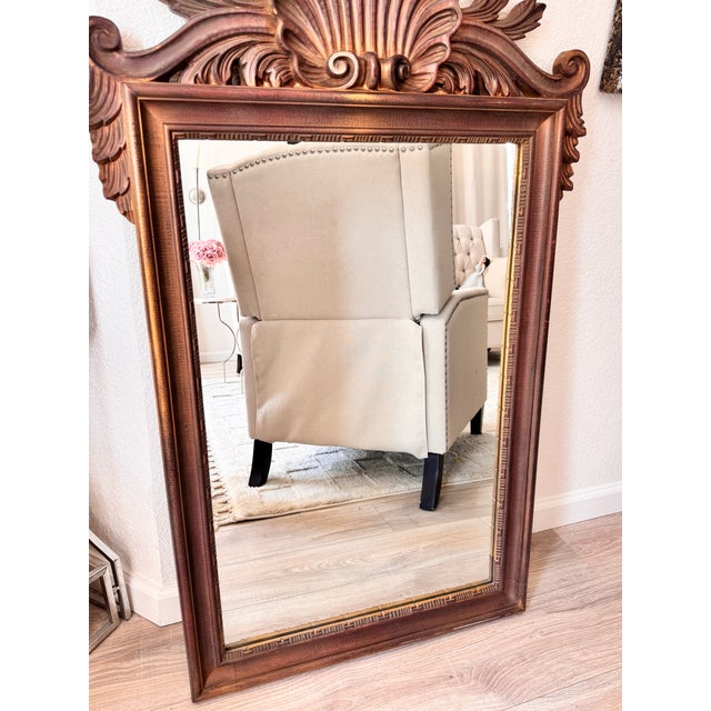 La Barge Vintage Mid-Century Italian Hollywood Regency Carved Shell Top Wall Mirror La Barge For Sale - Image 4 of 7