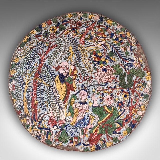 Asian Antique Display Plate, Oriental, Cloisonne Plaque, Qing Dynasty, Georgian, 1750 For Sale - Image 3 of 11