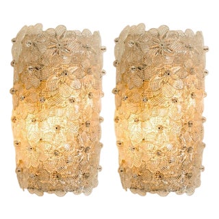 Murano Glass Floral Wall Sconces, Italy, 1960s, Set of 2 For Sale