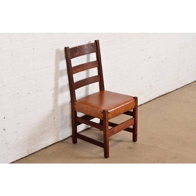 L. & J. G. Stickley Antique Mission Oak Arts & Crafts Ladder Back Desk Chair or Side Chair, Circa 1910 For Sale - Image 12 of 12