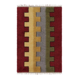 Vintage Swedish Rya Rug, Playful Scandinavian Geometric Patterns - Rug & Kilim For Sale