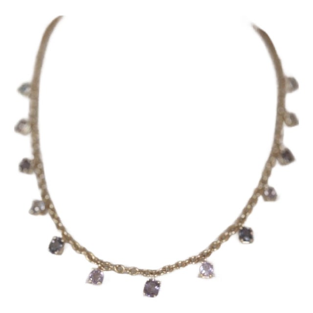 Spinel Necklace With 14k Gold Oval Link Chain For Sale