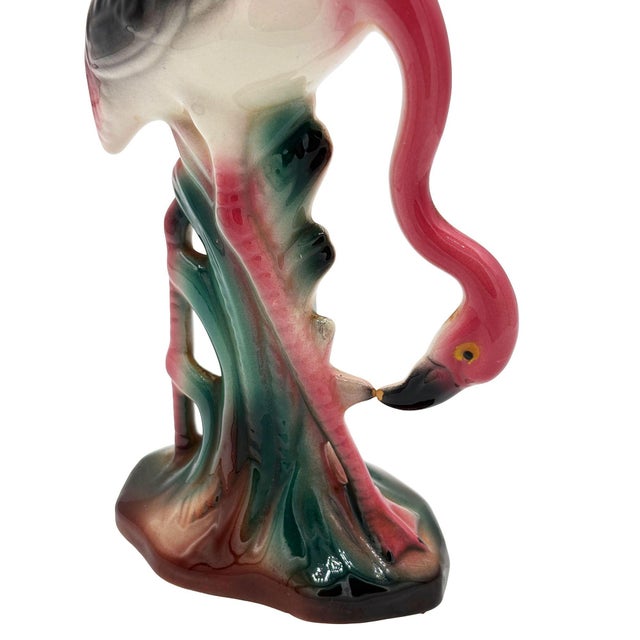 Ceramic 1950s Atomic California Pottery Ceramic Grazing Tropical Pink Flamingo Figurine Statue For Sale - Image 7 of 10