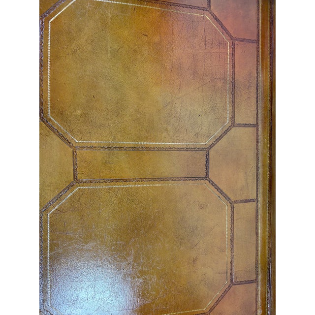 Vintage Leather Galley Tray Coffee Table After Ralph Lauren For Sale - Image 9 of 12