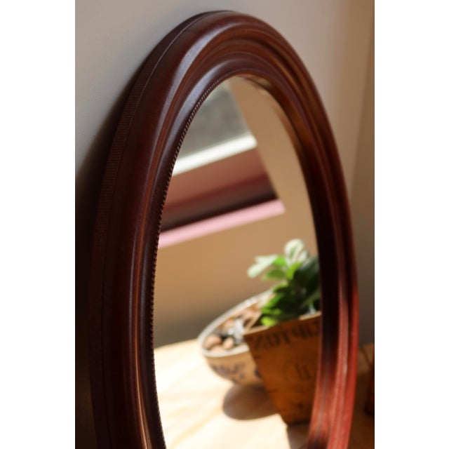 Vintage Round Mirror with Mahogany Wood-Effect Frame, 1970s For Sale - Image 3 of 7