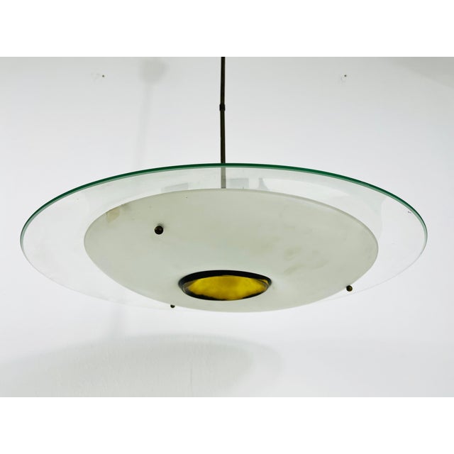 Italian Midcentury Brass and Glass Chandelier, 1950s For Sale - Image 6 of 13