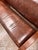 Antique High-Back Oak + Leather Settle Bench For Sale - Image 4 of 12