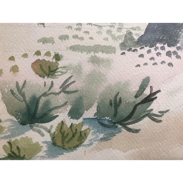 Vintage Desert Landscape Watercolor Painting For Sale - Image 4 of 7