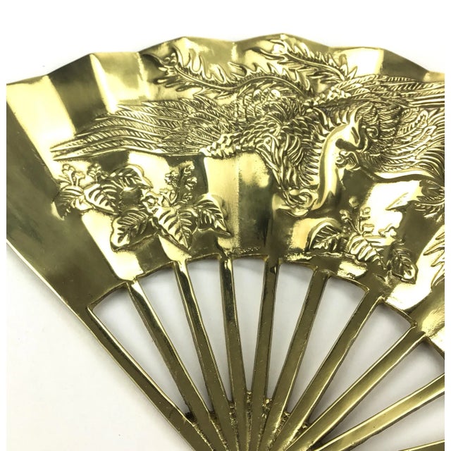 Metal Vintage Carved Solid Brass Fan Wall Art For Sale - Image 7 of 13