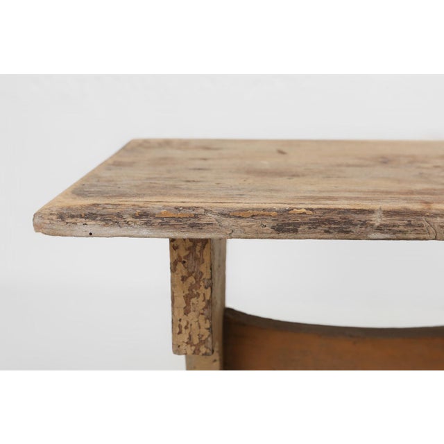 Rustic Shaped Low Stool in Painted Wood, France, 1900s For Sale - Image 4 of 12
