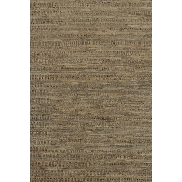 Rug & Kilim’s Contemporary Rug in Beige-Brown Striations For Sale In New York - Image 6 of 8