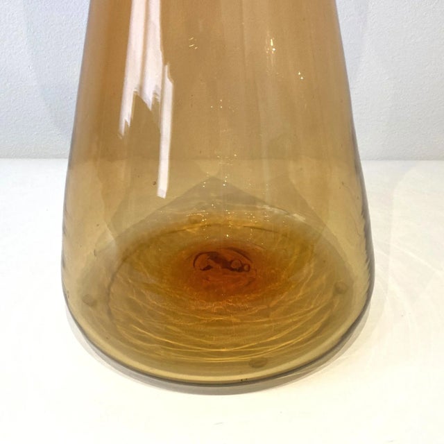 Glass Vintage Blenko Tangerine Decanter, Design by Wayne Husted For Sale - Image 7 of 8