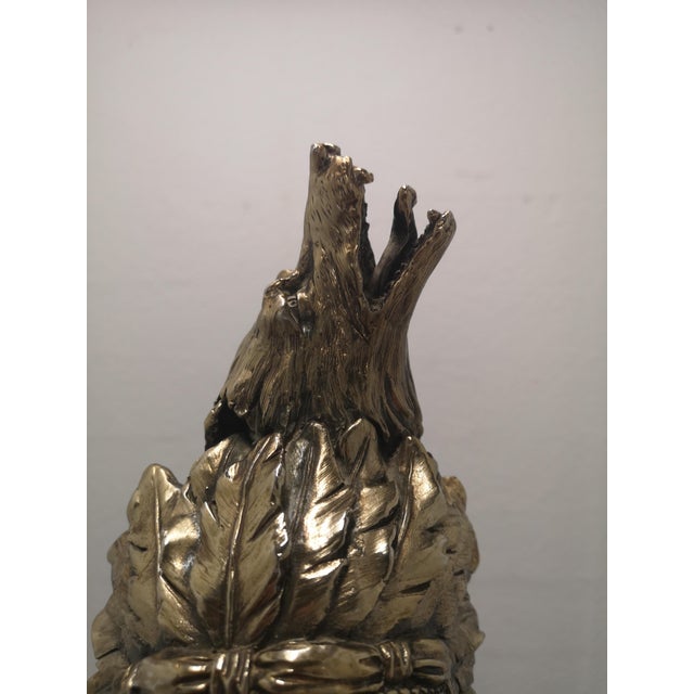 Black Indian Chief Statue in Brass & Wood, 1970s For Sale - Image 8 of 18