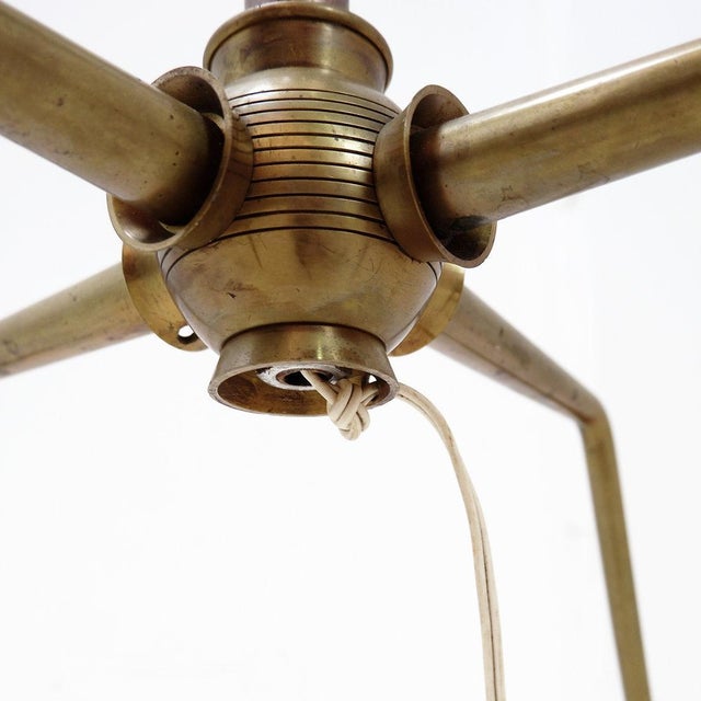 Hollywood Regency Bronzed Metal and Brass Tripod Floor Lamp, 1950s For Sale - Image 16 of 17