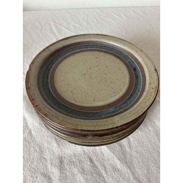 Beautiful brutalist "Horizon" dinnerware salad plates from the 1970's. These seem to have been purchased originally at two...