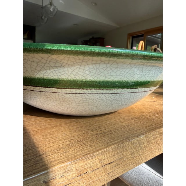 Art Deco 1950s Majolica Large Serving Bowl Hartman Studios of Los Angeles, California Magnolia For Sale - Image 3 of 9