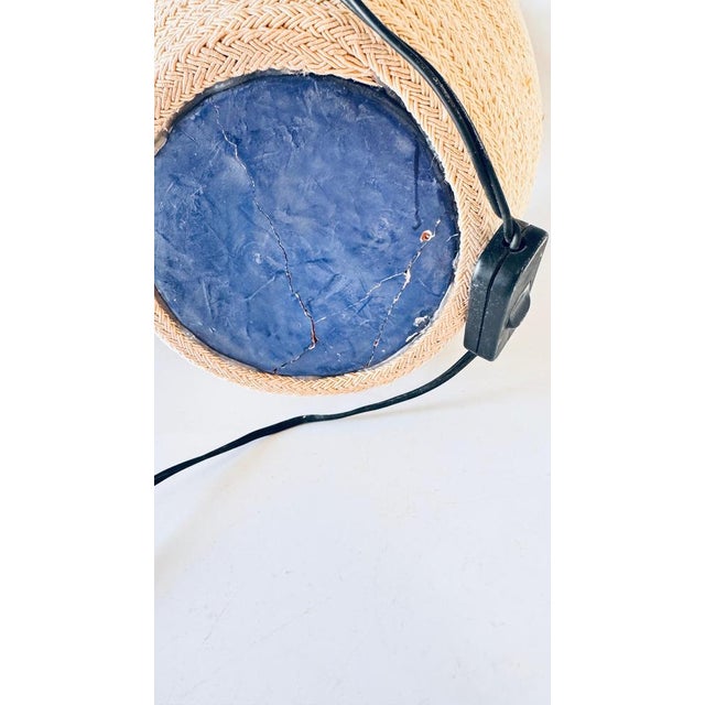 Large Ceramic Lamp in Wrapped in Light Rope & Brass Top For Sale - Image 4 of 11