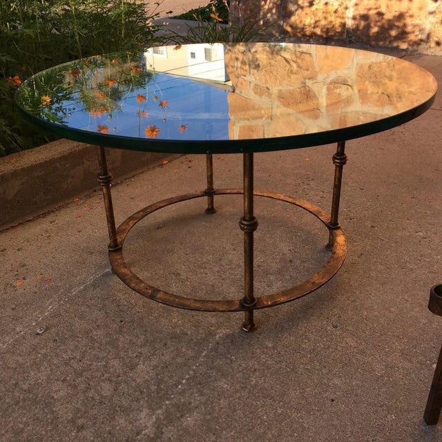 Metal Set of Gothic Gilt-Iron & Thick Glass End Tables From Spain For Sale - Image 7 of 13