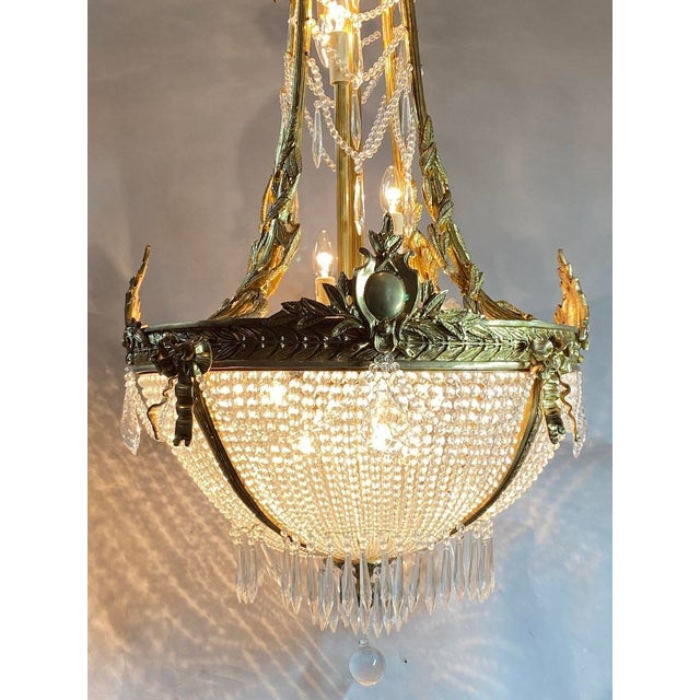 1860s French Empire Gold Bronze Crystal Chandelier For Sale - Image 6 of 18