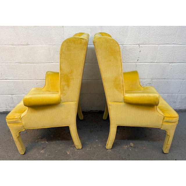 Textile Pair of Vintage Hollywood Regency Style Wingback Armchairs by Beachley For Sale - Image 7 of 15