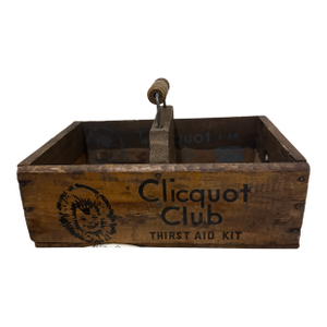 Antique Clicquot Club Ginger Ale Wooden Crate, “Old Eskimo” Graphic, Massachusetts Soda