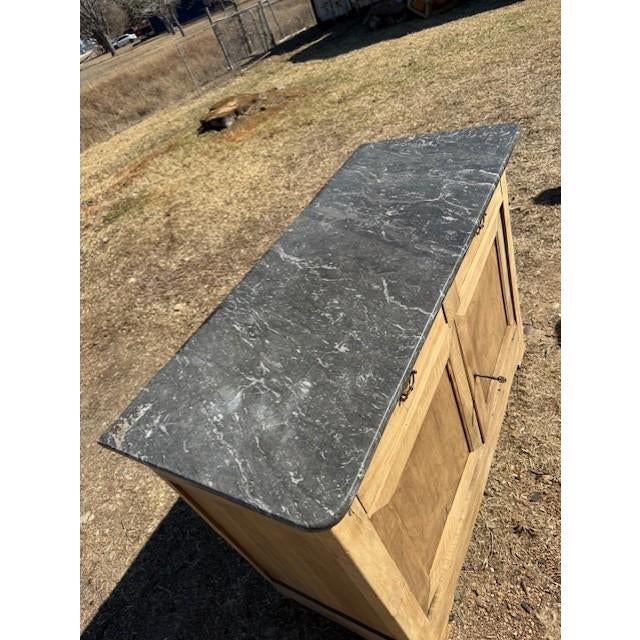 19th Century French Louis Philippe Walnut Bleached Marble Top Sideboard / Buffet. For Sale - Image 12 of 18
