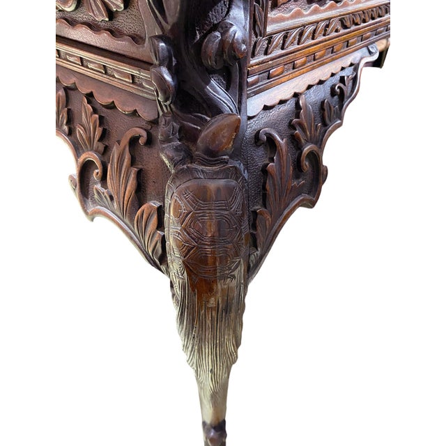 Brown 19th Century Carved Wood Rare Sino Brithsh Bureau Cabinet For Sale - Image 8 of 12