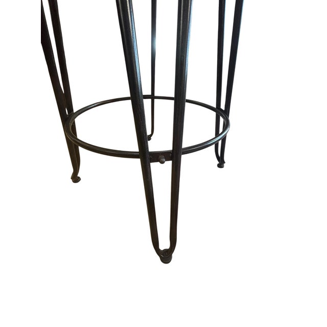 Modern Rustic Pub Table & Chairs With Iron Base & Reclaimed Wood Tops, 3- Piece Set For Sale In Greensboro - Image 6 of 7