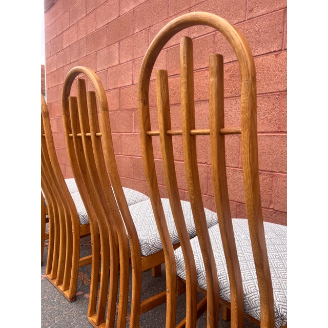 Brown 1990s Vintage Architectural Oak Dining Chairs- Set of 6 For Sale - Image 8 of 12