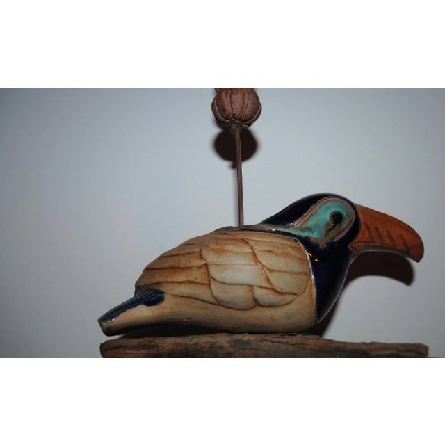 【vintage】Engelholm 陶製の鳥笛 Hazel Olsen 1989 Pottery Dolphin Shells Driftwood Wind Chime