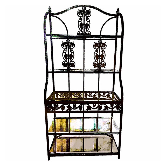 Forest Green 20th Century Neoclassical Revival Iron Étagère With Grape Vine Motif 5-Tier Display Shelf For Sale - Image 8 of 9