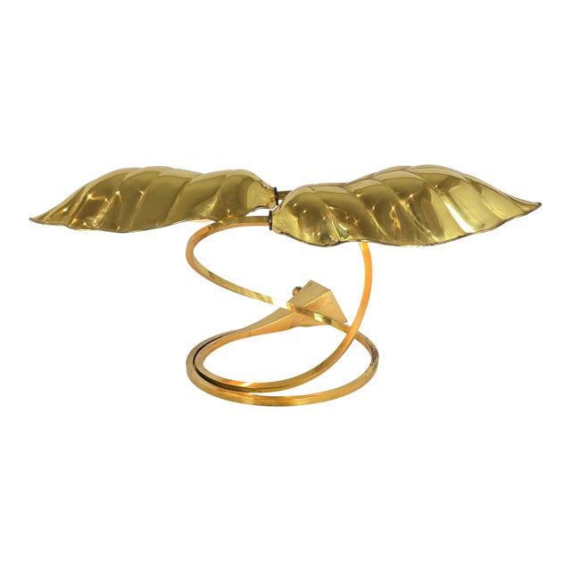 Vintage Tomasso Barbi "Double Leaf" Brass Lamp Designed for Chapman Lamps For Sale