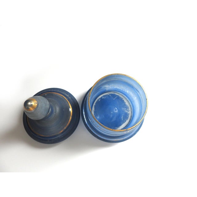 Pair of Victorian Hand-Painted Blue Glass Perfume Bottles With Provenance Note Late 19th Century For Sale - Image 11 of 12