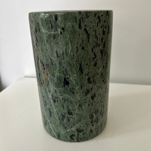 Vintage Mid-Century Modern Green Marble Wine Cooler or Utensil Holder JRJ For Sale - Image 4 of 6